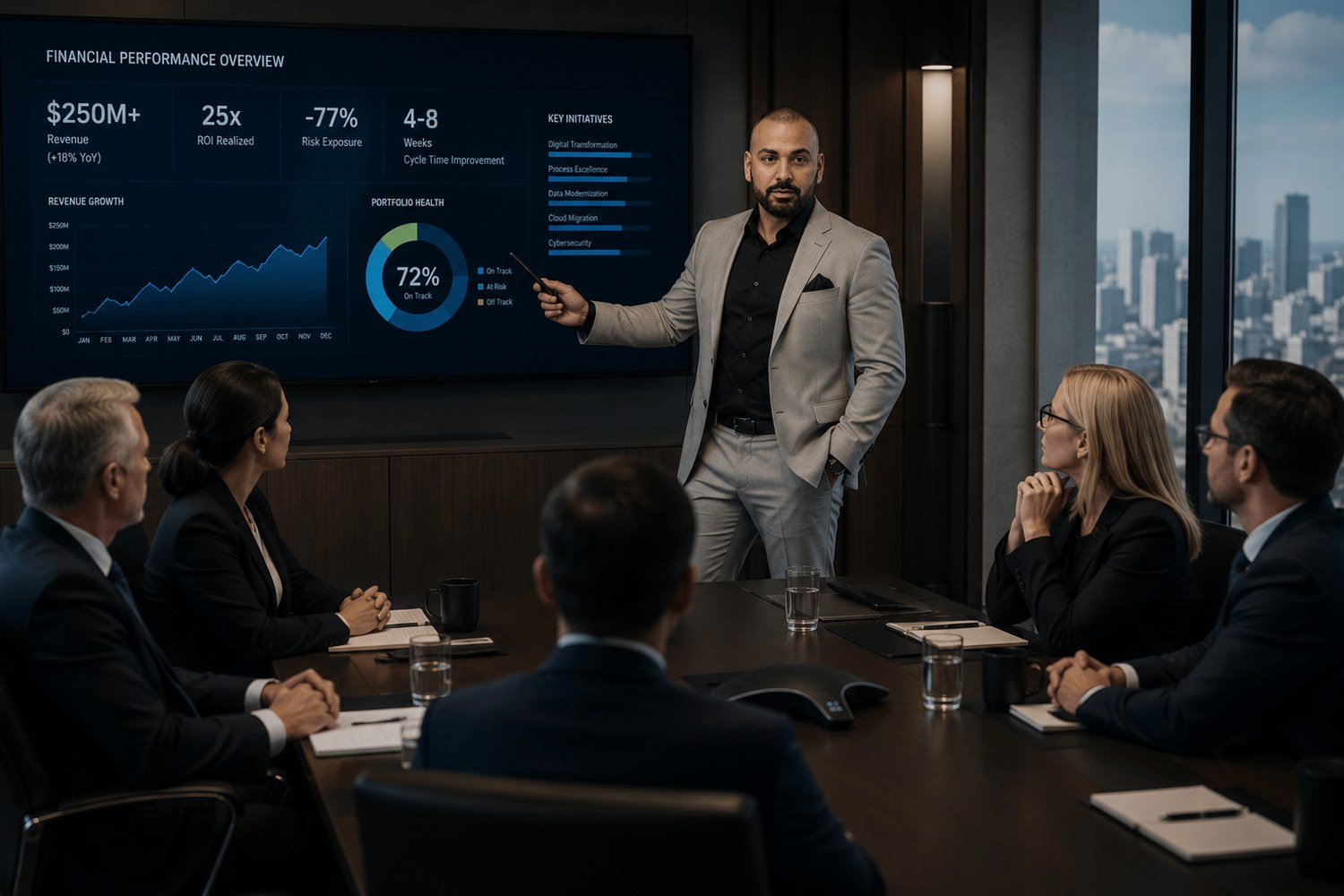 Rahim Syed presenting a portfolio review